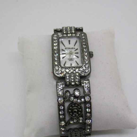 STRADA Watch Austrian Crystal Black Band - Picture 1 of 5